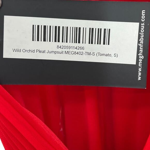 Meghan Los Angeles Wild Orchid Pleat Jumpsuit Halter Tomato Red Size‎ Small - Picture 15 of 15